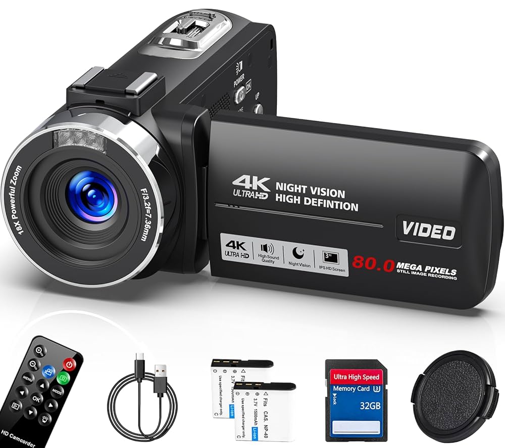 4K ULTRA HD CAMCORDER ビデオカメラ Amazon.com : Camcorder Video Camera 4K HD 80MP Vlogging